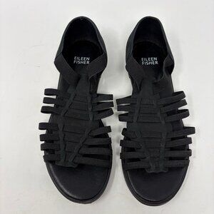 Eileen Fisher Rato strappy fisherman sandals 7.5 black flat